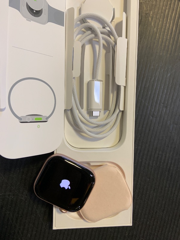 Photo 1 of Apple Watch Series 10 [GPS 46mm case] Smartwatch with Rose Gold Aluminum Case with Light Blush Sport Band - M/L. Fitness Tracker, ECG App, Always-On Retina Display, Water Resistant