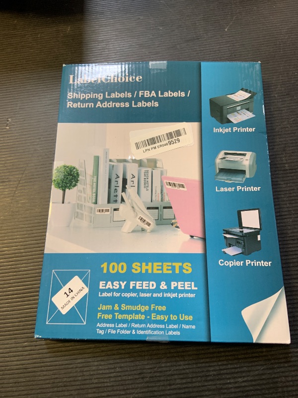 Photo 1 of 100 Sheets 1400 Labels 4" x1-1/3 14 Up Mailing Address Labels Stickers for Laser & Inkjet Printers, Labelchoice 4" x 1.33" 14 Per Page Strong Adhesive Internet Mailing Shipping Label (1-1/3x4-100P)