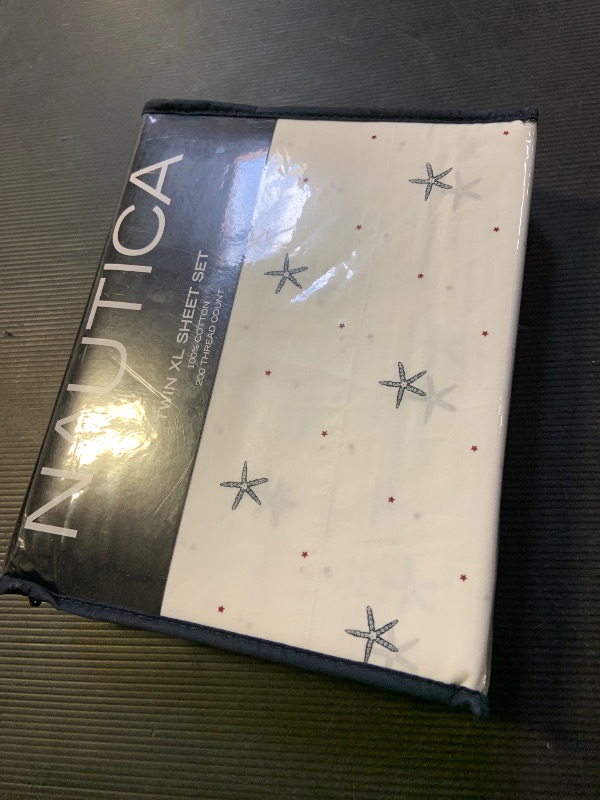 Photo 1 of Nautica - Twin XL Sheets, Cotton Percale Bedding Set, Fully Elasticized, Ideal Dorm Essentials (Star Spangled Coastal Navy, Twin XL)