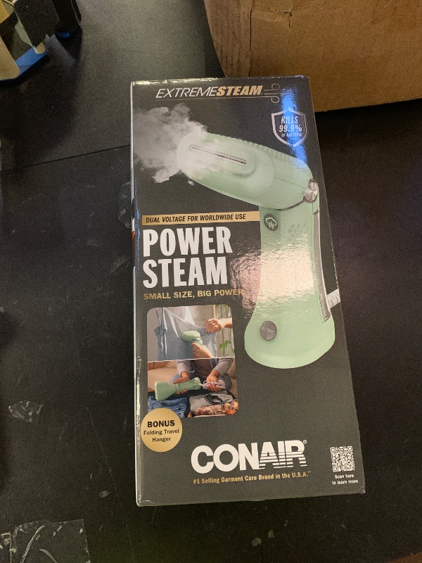 Photo 1 of Conair Handheld Garment Steamer for Clothes - Power Steam: Small Size, Big Power - Great for Home, Office, or Travel with Dual Voltage for Worldwide Use, Mint Green