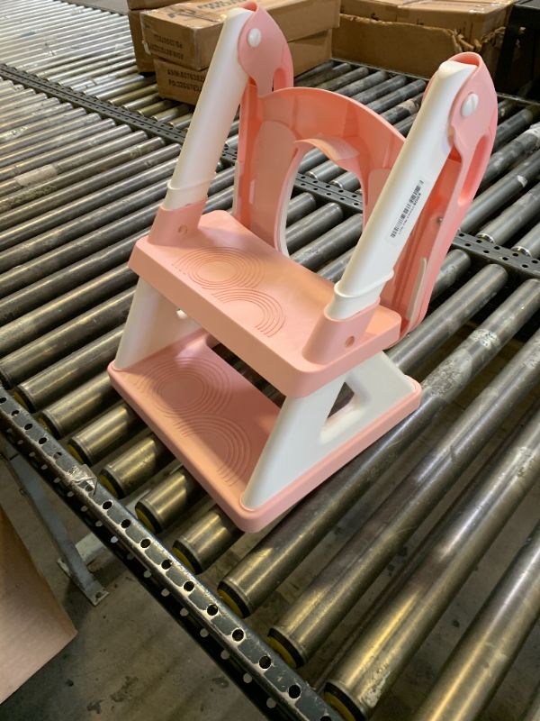 Photo 1 of BOSEDSANG 2 in 1 Potty Training Toilet Seat & Toddler Step Stool, Bottom Triangle Stability Toddler Toilet Seat, Adjustable Step & Seat Height Potty Seats for Toddlers Boys Girls (Pink)