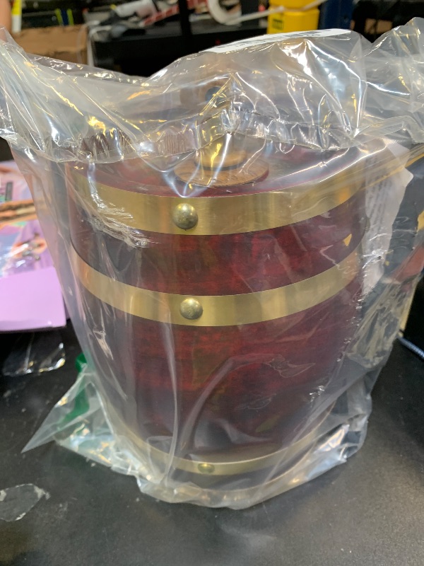 Photo 1 of 1.5L Whiskey Barrel Dispenser Oak Aging Barrels Home Whiskey Barrel Decanter for Wine, Spirits, Beer, and Liquor (Retro Color)