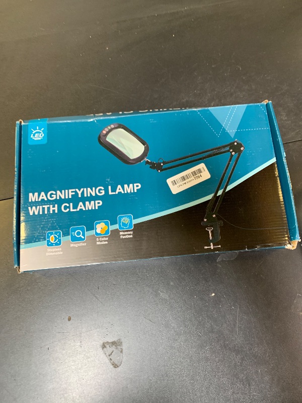 Photo 1 of 10X Rectangle Magnifying Glass with Light and Clamp, 5 Color Modes Stepless Dimmable, Lighted Magnifier with Stand Hands Free, Flexible Swing Arm LED Desk Lamp for Close Work, Craft, Reading, Painting