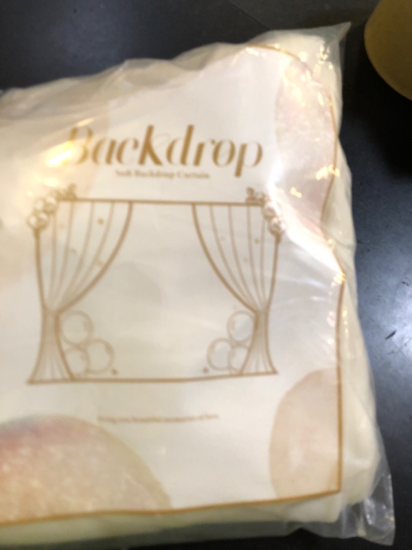 Photo 1 of 10×10ft Cream White Tulle Backdrop Curtain with Lights String for Parites, Sheer Photo Curtain Backdrop Drapes for Wedding Party Photography Backgrounds