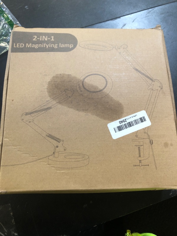 Photo 1 of 10X Magnifying Glass with Light, Krstlv Upgrade Button 5 Color Modes Stepless Dimmable 2-in-1 LED Lighted Desk Lamp & Clamp, Hands Free Magnifier with Light and Stand for Craft Hobby Repair Close Work