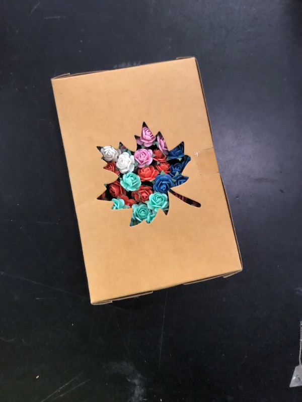 Photo 1 of 100 pcs Mini Rose Mixed 10 Colors Mulberry Paper Flower 15-18 mm Wedding Doll House Supplies Card