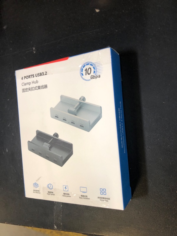 Photo 1 of 10Gbps USB C Hub - EJAY 4Ports Aluminum USB 3.2 Docking Hub Clamp Design for Desk/Computor with Extra Power Supply Port and 47inches Long Data Cable&39inches Power Cable (BJ-4C-BK)