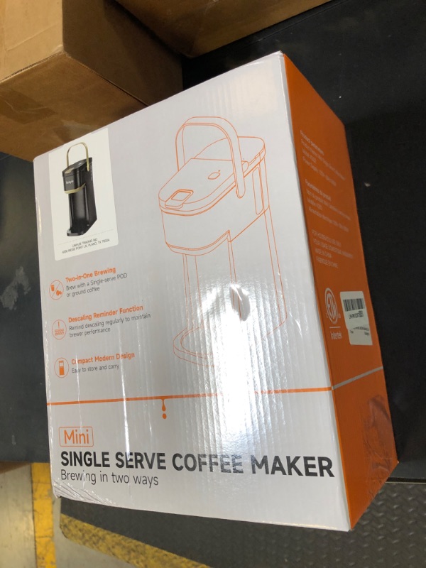 Photo 1 of Tastyle Single Serve One Cup Coffee Maker, for K Cups and Grounds, Mini Coffee Maker with Portable Handle, 6 to 12 Oz Brew Size, for Travel, Camping, Office, RV and Dorm, 120V, Black and Gold