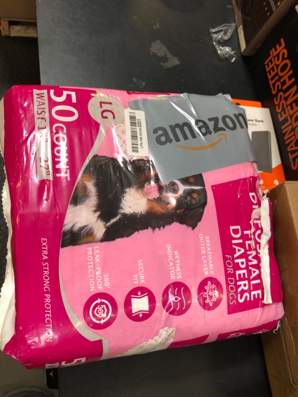 Photo 1 of American Kennel Club Female Dog Wrap, Disposable Diapers with Wetness Indicator, Large, 50 Count