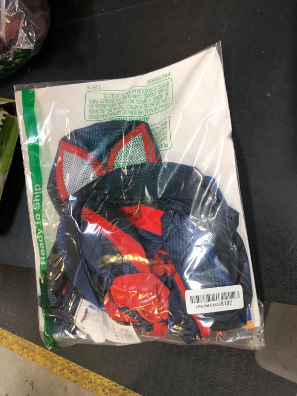 Photo 1 of Marvel Miles Morales: Spider-Man Official Youth Deluxe Zentai Costume - Stretch Spandex with Hidden Zippers, Wrist Slits (M) Multi