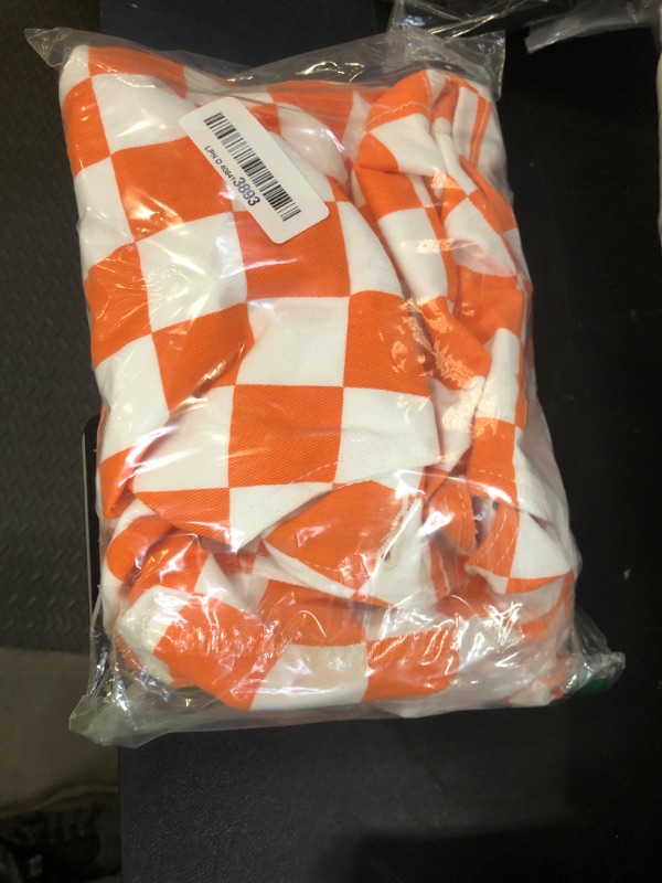 Photo 1 of Odefou Checkered Bib Overalls for Men Jumpsuit Shorts Work Coveralls(Orange Checkered,XL)