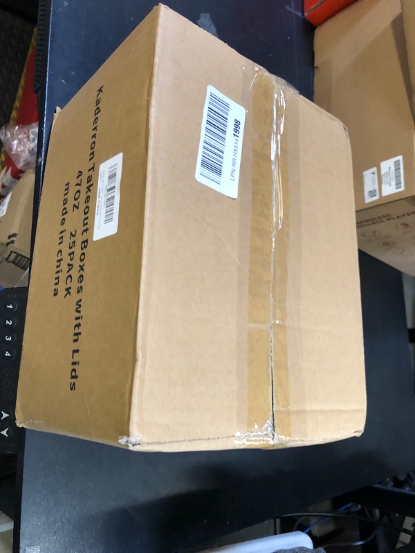 Photo 1 of Kaderron 11"x8.7" Take Out Food Containers with Lids, 4 Compartment 25 Pack Disposable Takeout Box Leakproof and Microwave Safe for Food Servicing