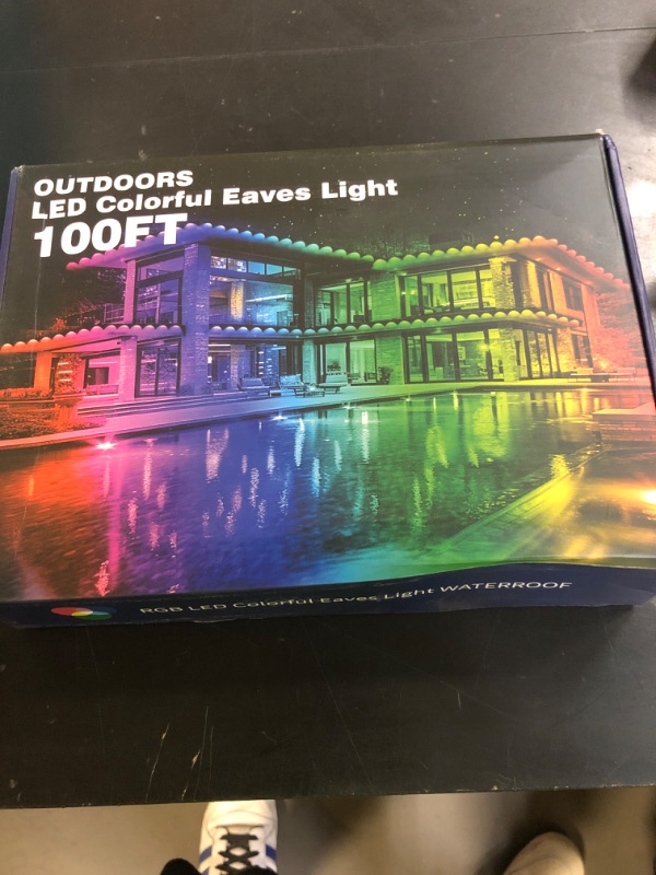 Photo 1 of 100FT Permanent Outdoor RGB Lights - IP67 Waterproof with Smart App Control Remote, DIY Scene Modes, Music Synchronization, Eaves Lights For Garden Decor, Deck, Christmas, Party, Party, Halloween,Roof