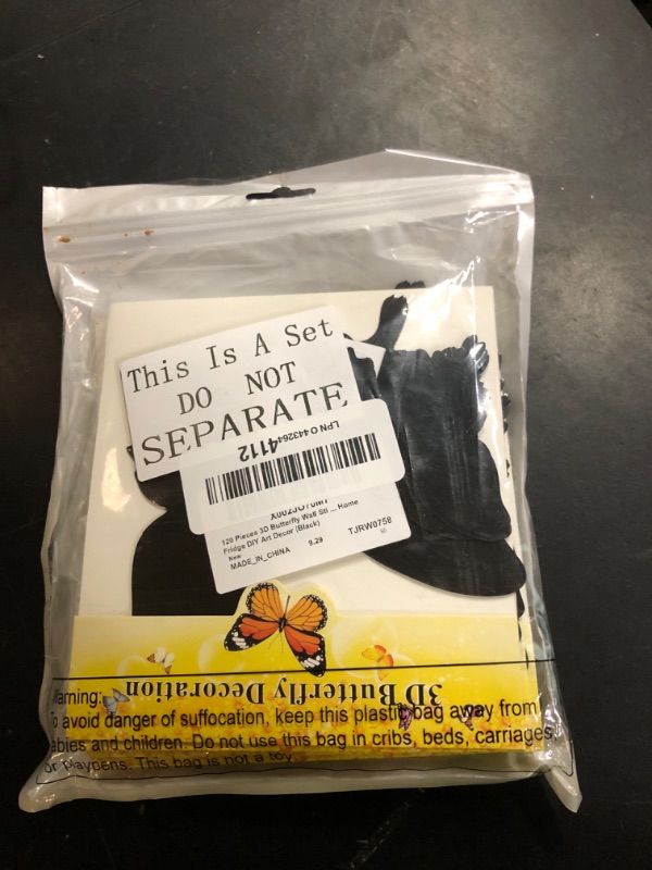 Photo 1 of 120 Pieces 3D Butterfly Wall Stickers 3 Sizes Removable Butterfly Mural Decals for Baby Kids Room Wedding Home Fridge DIY Art Decor (Black)