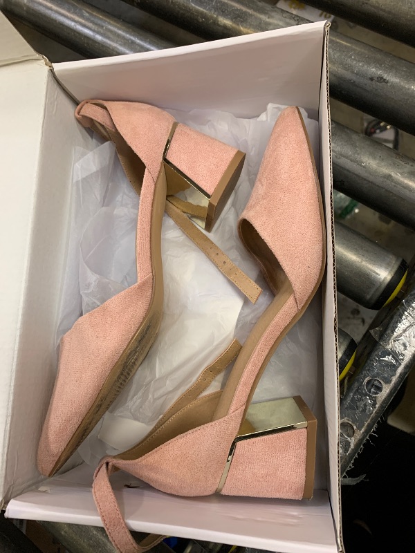 Photo 1 of BCTEX COLL Womens Pointed Toe Pumps Shoes Ankle Strap Chunky Low Heels Metal Lined Sandals Designed for Women(pi9) Pink