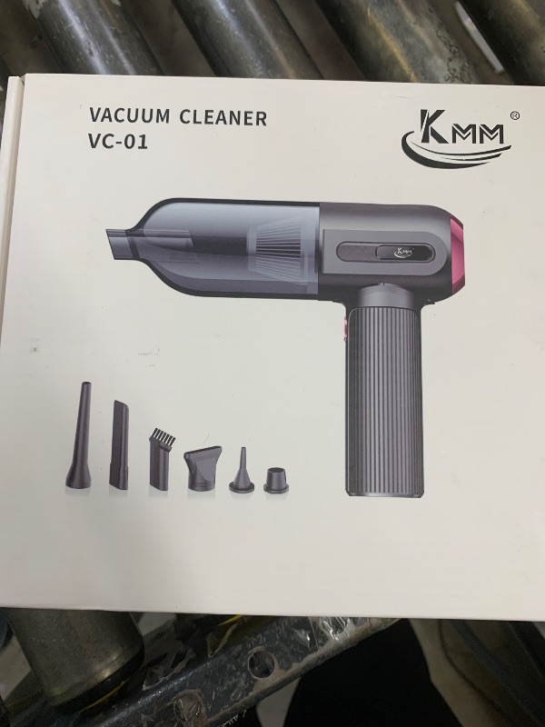 Photo 1 of KMM Handheld Car Vacuum Cleaner, 4 in 1 Vacuum Cleaner 16000Pa Air Duster, 3-Speed Adjustable 120W High Power Vacuum Cleaner with LED Light and Multi-Nozzles for Car, Home, Office, Pet