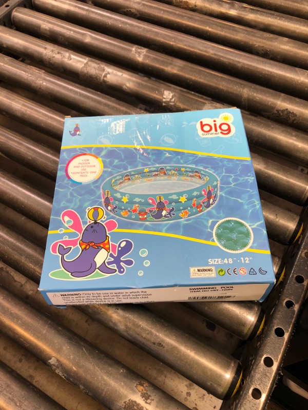 Photo 1 of 3 Rings Kiddie Pool for Toddler, 48”X12”?Kids Swimming Pool, Inflatable Baby Ball Pit Pool, Small Infant Pool (Blue)