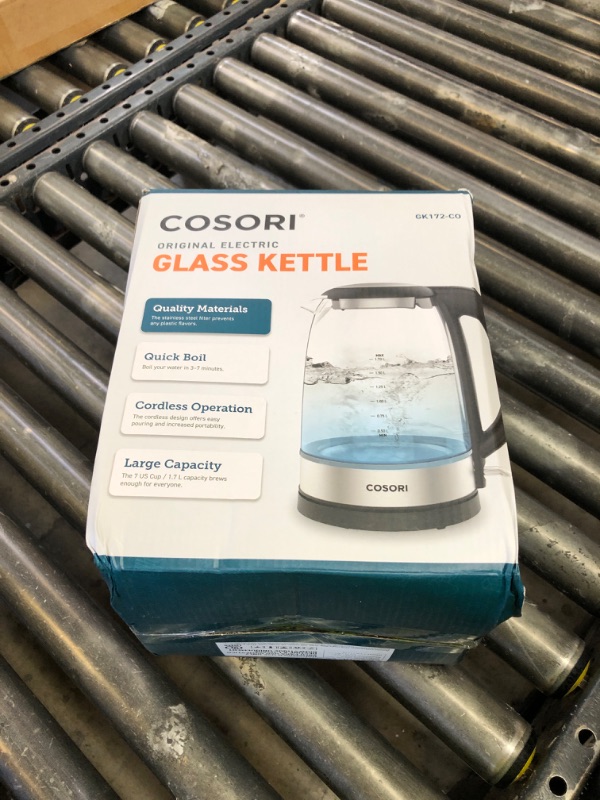 Photo 1 of Cosori Electric Kettle, No Plastic Filter & Spout, 1.7L Tea Kettle & Hot Water Boiler For Coffee & Tea, Water Heater & Teapot, Automatic Shut Off, Borosilicate glass, Black, 1500W