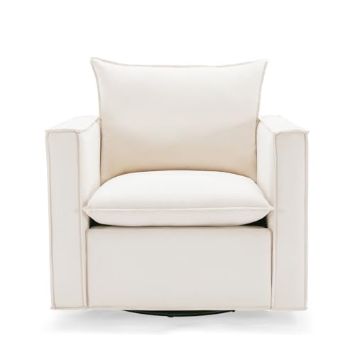 Photo 1 of COLAMY Swivel Accent Chair, 34 Inches Upholstered Arm Chair with Plump Back Pillow, Modern Sofa Living Room Chair for Bedroom, Corner, GREEN