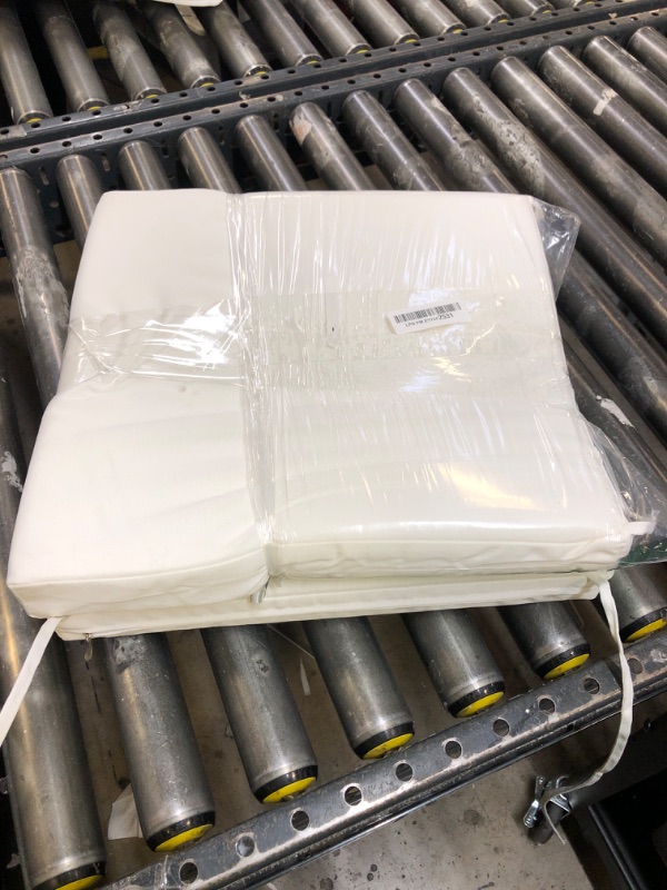 Photo 1 of SK Studio Outdoor Chair Cushions for Patio Furniture, Set of 2 Waterproof Square Corner Memory Foam Patio Chair Cushion with Adjustable Ties Outdoor Seat Cushions, White, 16"x16"x2"