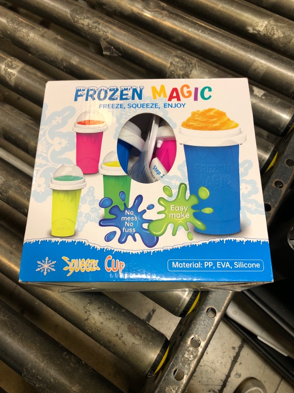Photo 1 of Frozen Magic Slushy Maker Cup, Slushie Maker, Milk Cola Juice Squeeze Cups, Magic Quick Freeze Cupss, Cooling Cups, Smoothies Cup with Lids and Straws for All Age (BLUE+PINK)