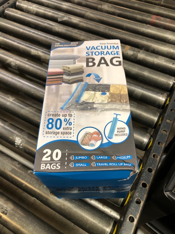Photo 1 of 20 Pack Vacuum Storage Bags, Space Saver Bags (4 Jumbo/4 Large/4 Medium/4 Small/4 Roll) Compression for Comforters and Blankets, Sealer Clothes Storage, Hand Pump Included