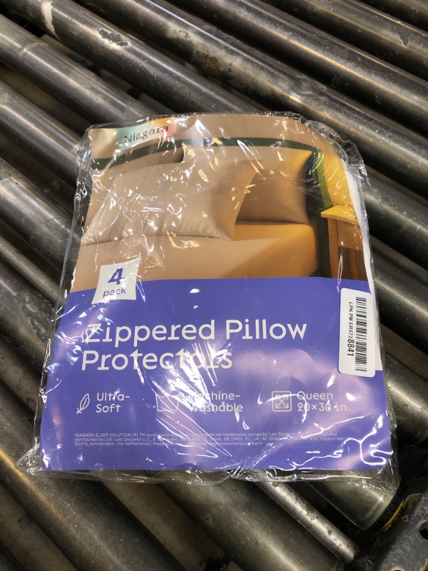 Photo 1 of Ultra Soft Pillow Protectors with Zipper Queen Size - Set of 4 Breathable Pillow Covers - 100% Protection Against Stains, Dust & Dirt - Machine Washable (White)