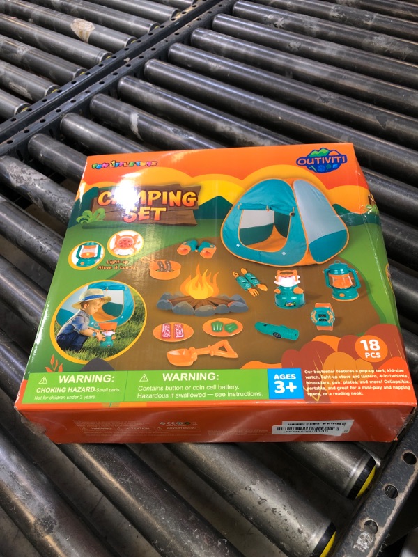 Photo 1 of FUN LITTLE TOYS Pop Up Play Tent with Camping Gear and Tools Set, Outdoor Toys for Kids