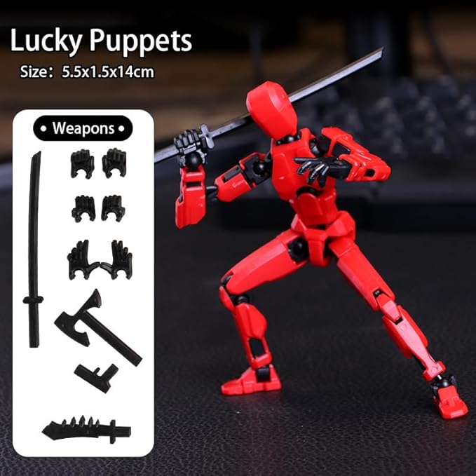 Photo 1 of Titan 13 Action Figure,Lucky Robot 13 Action Figures,Funny 3D Printed Multi Jointed Action Figures,Nova 13 Action Figure Desktop Decorations Game Gifts for Kids Adult (Red)