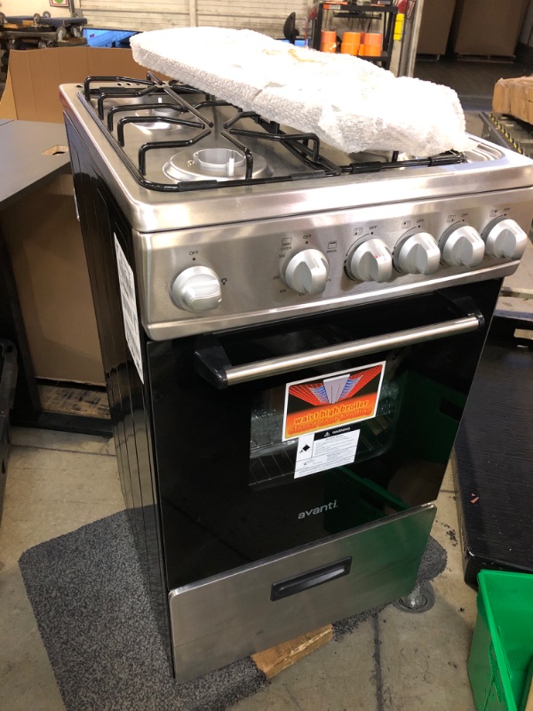 Photo 1 of Avanti GR2013CSS Gas Range Oven Compact Freestanding Design, 4 Sealed Burners with Electronic Ignition, 2.1 Cu.Ft. Capacity Features Storage Drawer Broiler and Accessories, 20-Inch, Black