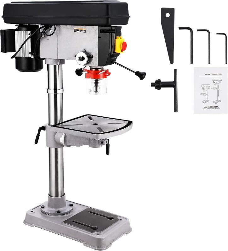 Photo 1 of 15 inch Benchtop Drill Press, 7.5A Copper Motor Drill Press Machine, Variable Speed 288-3084 RPM, Tilting Table for Wood and Metal Working
