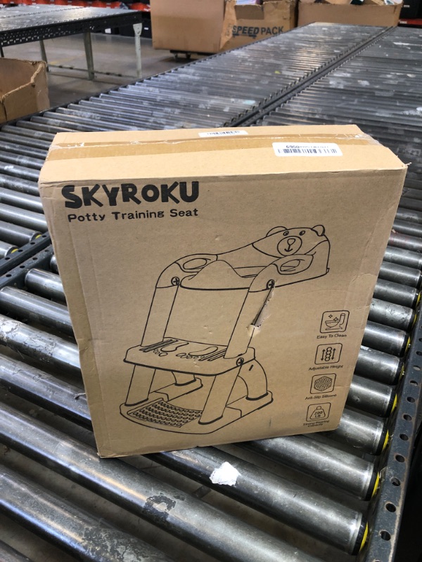 Photo 1 of SKYROKU Potty Training Toilet, New Sector-Shape Stabilized Base two in one Toddler Toilet Seat with Splash Guard, Anti Slip Pad, and Step Stool Enamel Grey
