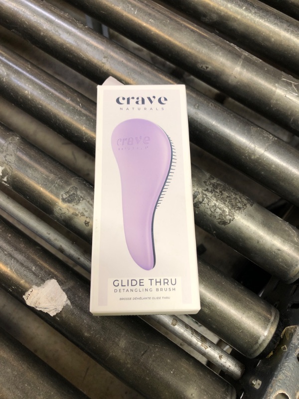 Photo 1 of Crave Naturals Glide Thru Hair Brush - Detangler Brush for Curly, Straight, Wet or Dry Hair - Gentle Detangling Brushes for Adults, Kids, Toddlers - Hair Accessories for Women, 7.5x3" - Purple