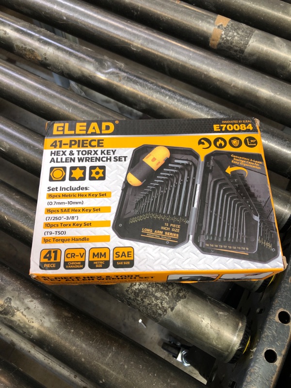 Photo 1 of ELEAD Hex Key Allen Wrench Set: 41-Piece Hex and Torx Key Set with Torque Handle, Standard SAE(0.028"-3/8") & Metric(0.7mm-10mm) & Torx(T9-T50) in Storage Case, Heat Treated Chrome Vanadium Steel