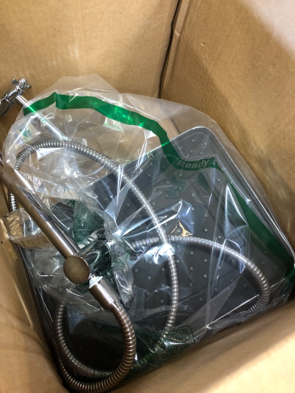 Photo 1 of Hibbent Upgraded 13'' Shower Head Combo, High Pressure 5-spray Rainfall Showerhead, Stainless Steel 4 Modes Handheld Spray, All Metal 4-way Diverter Valve, Extension Arm, 71'' Hose and Holder, Chrome