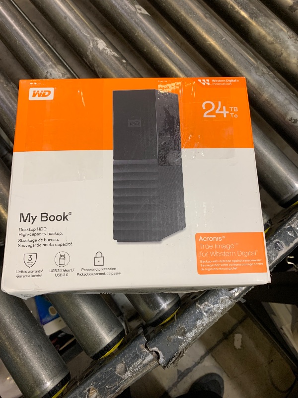 Photo 1 of WD 24TB My Book Desktop External Hard Drive, with Password Protection and Backup Software, USB 3.2 Gen1, exFAT - WDBBGB0240HBK-NESN