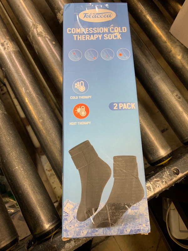 Photo 1 of Tolaccea Ankle Foot Ice Pack Wrap for Injuries, Reusable Gel Cold Therapy Sock with Hot & Cold Therapy, Instant Pain Relief for Achilles Tendonitis, Plantar Fasciitis, Foot Heel (Medium (Pack of 2))