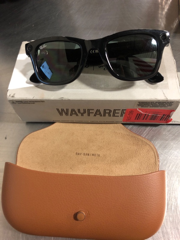 Photo 1 of Meta Large Square Sunglasses, Wayfarer, Matte Black/Polarized Gradient Graphite, Large (Renewed)