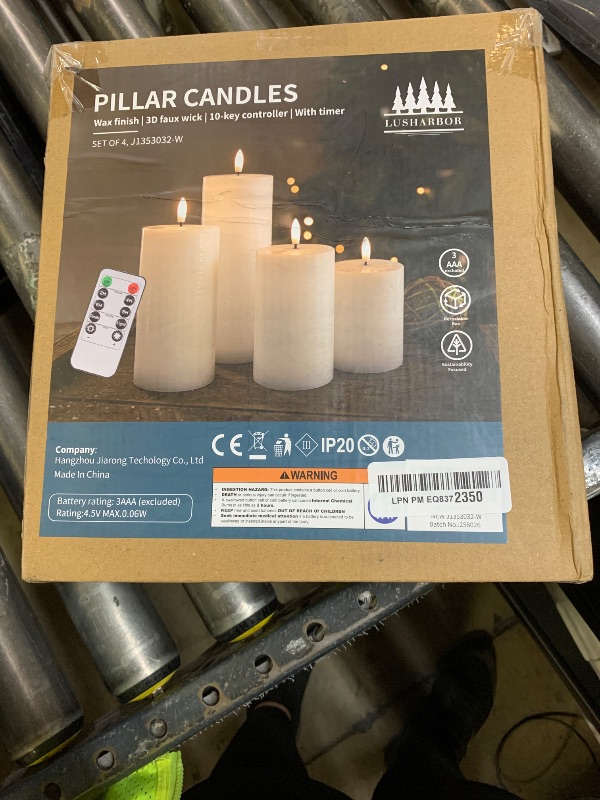Photo 1 of LUSHABOR Flameless Candles, 4 Pack Battery Operated Candles with Remote, Real Wax LED Fake Candles with Timer Flickering for Christmas Wedding Home Party D3 H 5" 6" 7" 9" White