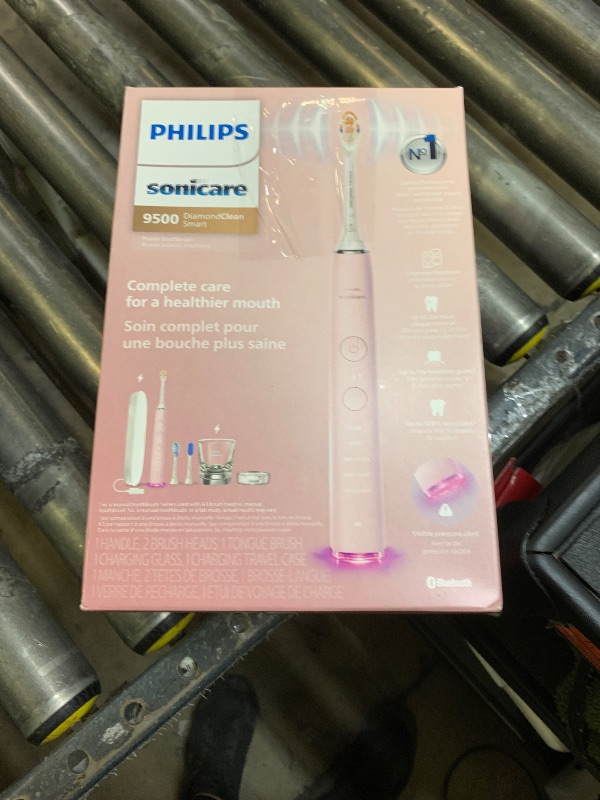 Photo 1 of Philips Sonicare DiamondClean Smart 9500 Electric Toothbrush, Sonic Toothbrush with App, Pressure Sensor, Brush Head Detection, 5 Brushing Modes and 3 Intensity Levels, Pink, Model HX9923/21