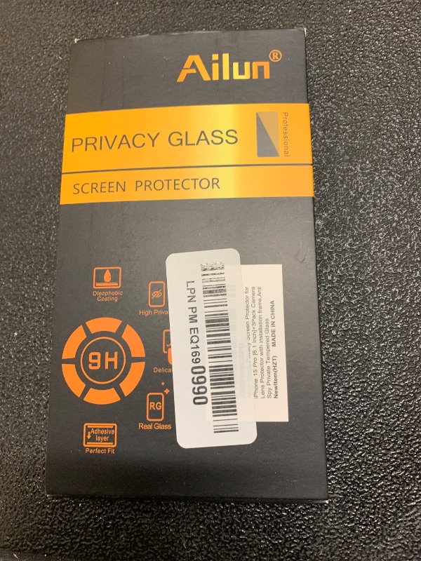 Photo 1 of Ailun 3Pack Privacy Screen Protector for iPhone 15 Pro [6.1 inch]+3Pack Camera Lens Protector with Installation Frame,Dynamic Island Compatible,Anti Spy Private Tempered Glass[9H Hardness]-HD
