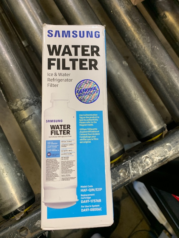 Photo 1 of SAMSUNG Genuine Filter for Refrigerator Water and Ice, Carbon Block Filtration, Reduces 99% of Harmful Contaminants for Clean, Clear Drinking Water, 6-Month Life, HAF-QIN/EXP, 1 Pack