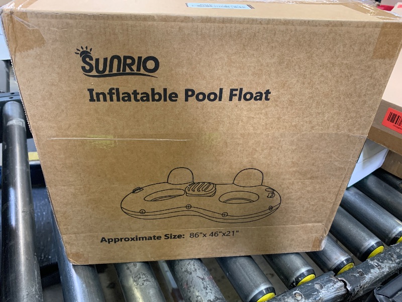 Photo 1 of Sunrio 2025 New & Upgrade 2 Person Double River Tubes for Floating Heavy Duty Inflatable Floating Lounger Premium Water Rafts Pool Float Above Lake and River for Adults (Green-Yellow)