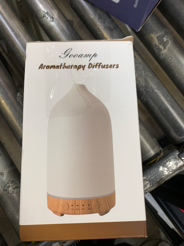 Photo 1 of Gooamp 200ML Ceramic Essential Oil Diffuser - Ultrasonic Aromatherapy & Humidifier with 7-Color LED Lights, Auto Shut-Off, Wood Grain Base, 1H/3H/6H Timer | Scent for Home, Office, Yoga