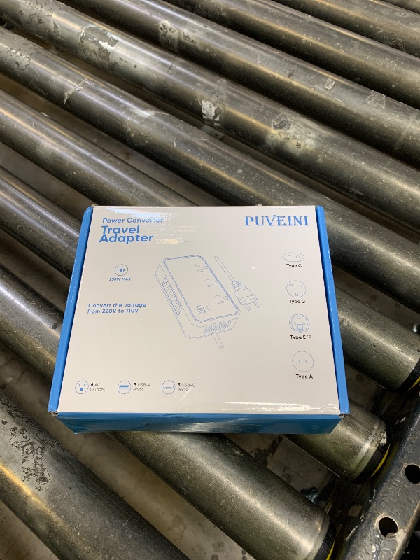 Photo 1 of Puveini US to Europe Travel Adapter 220V to 110V Voltage Converter with 4.5A 6-Port USB Charging and UK/AU/US/EU Worldwide Plug Adapter