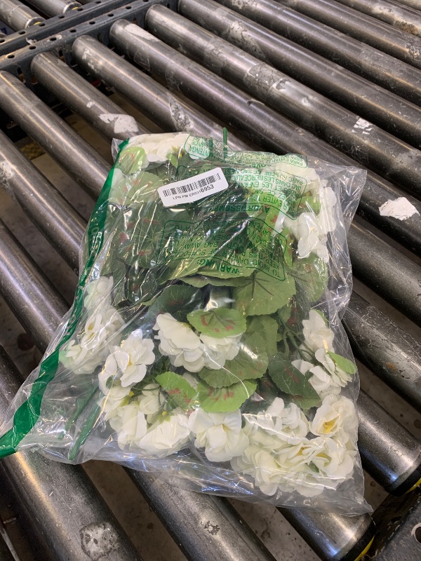 Photo 1 of Artificial Geranium Fake Flowers for Outdoors Decoration, 6 Bundles Silk Geraniums White Flower UV Resistant Look Real Faux Plants for Front Door Garden Porch Planter Patio Balcony Yard Indoor Home