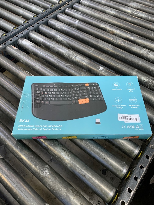Photo 1 of Ergonomic Wireless Keyboard with Wrist Rest, Wave Keys for Comfortable Natural Typing, 2.4GHz Ergo Wireless Computer Keyboard for Windows, Mac OS Laptop/PC/Notebook (Black&Orange)