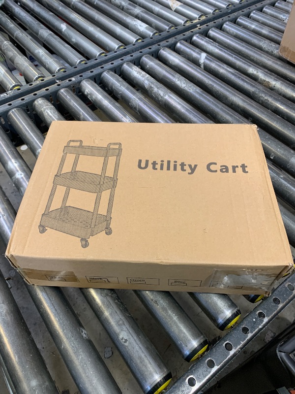 Photo 1 of UDEAR 3-Tier Rolling Utility Cart with 12 Category Labels,Multifunctional Comagtable Rolling Shelving with Handle and Lockable Wheels for Room,Office,Kitchen,Bathroom,Black