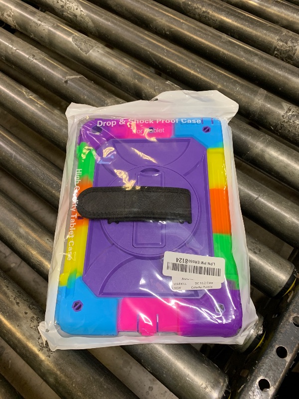 Photo 1 of for iPad 9th/8th/7th Generation Case,iPad 10.2 Case 2021/2020/2019, with Cute Key Chain, Rugged Protective Case with 360°Rotating Stand & Shoulder Hand Strap & Pen Slot for 10.2 Inch (Rainbow Purple)