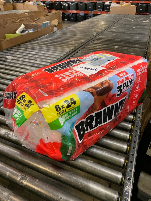Photo 1 of Brawny Tear-A-Square 3-Ply Paper Towels, 8 Triple Rolls = 24 Regular Rolls, Strong, Absorbent, and Durable with 3 Sheet Sizes (Quarter, Half, Full)